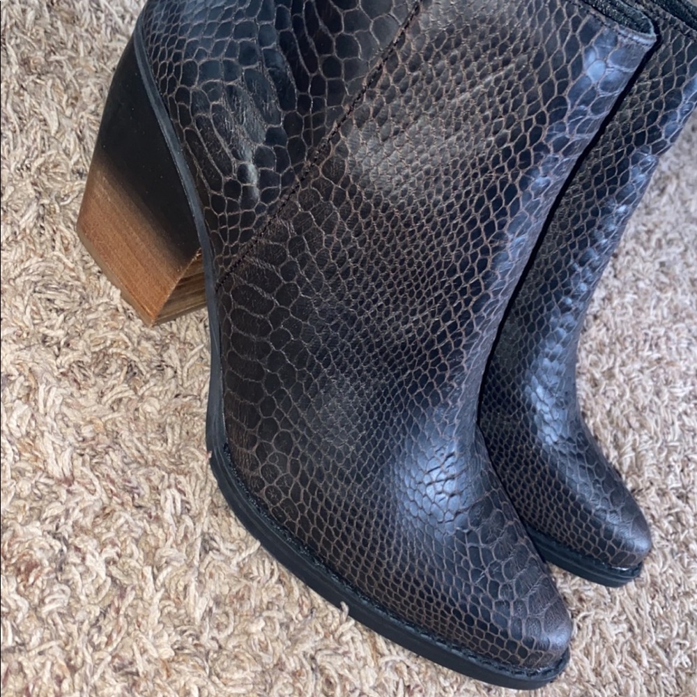 Black snakeskin booties size 9.5
